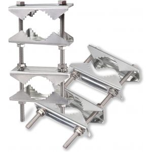 Bin Support Antenne Exterieur Fixation Pince à Mât Antenne Antirouille Kit de Montage Pole à Pole pour 25-50 mm Diamètre Starlink TV Satellite Lora WiFi 4G LTE CB Radio Amateur Parasol, Lot de 2 - Neuf