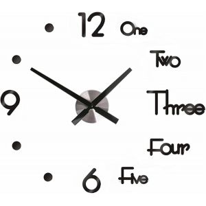 TIANYI-Horloge Murale 3D, Moderne et Silencieuse avec Mots Combin&eacute;s &agrave; Coller, sans Bruit de Tic-tac, D&eacute;coration Murale sans Perforation pour Le Salon, la Cuisine, Le Bureau - Neuf