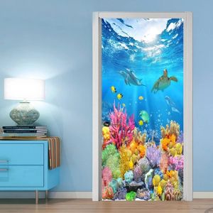 Autocollant De Porte 77x200cm, Papier Peint 3d Effet Trompe-L'oeil (Style 32) - Neuf