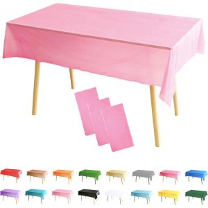 Sjzg-3 Pièces Nappe Rectangle (137 X 274 Cm) Rose Nappe De Table Anti-Tâches Polyester Couverture De Table Protection De Table Pour Salle À Manger, Jardin, Fête, Mariage, Maison, Banquet Halloween No - Neuf
