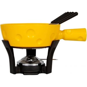 Jexnovashop-Boska Appareil &Agrave; Fondue Super Cheesy - Caquelon &Agrave; Fondue En Forme De Fromage - Lavable Au Lave-Vaisselle - Avec Six Fourchettes - Jaune - 1,3 L Contenu - Neuf