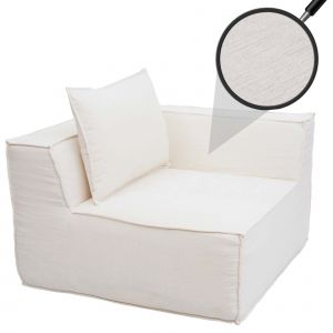 &Eacute;l&eacute;ment d'angle/accessoire pour canap&eacute; HWC-O54, fauteuil lounge Fauteuil rembourr&eacute; Accoudoir, tissu/textile (300 g/m&sup2;) 63 x 97 x 97 cmcr&egrave;me - Neuf