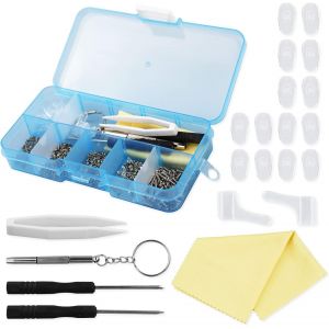 ERYI-Lot De 510 Tournevis De Réparation De Lunettes - Mini Tournevis, Écrous, Coussinets Nasaux En Silicone, Pincettes, Assortiment De Nettoyage De Lunettes - Neuf