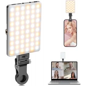 Lampe À Selfie Flash Portable, Rechargeable Caméscope Avec Clip Et Double Trou De Vis 1/4"", Lumière D'Appareil Photo 2500-9000K Pour Vlogging/Photographie/Vidéoconférence-Noir[CAR782496] - Neuf