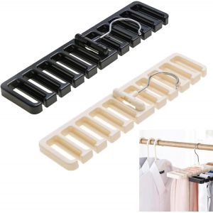 LETNERNY-Lot De 2 Crochets De Ceinture En Abs Avec 10 Fentes Pour Ceinture, Cravates, Penderie, Gain De Place - Neuf
