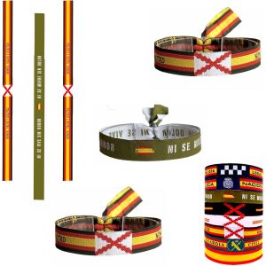 Kal-Lot De 3 Bracelets De La Police Nationale De La Garde Civile Locale Croix Bourgogne Militaire Espagne Tissu Brod&eacute; Unisexe - Neuf