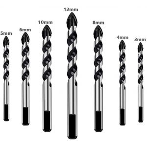 Ensemble de 7 forets pour carrelage, c&eacute;ramique, ma&ccedil;onnerie, verre, 3 mm, 4 mm, 5 mm, 6 mm, 8 mm, 10 mm, 12 mm - Neuf