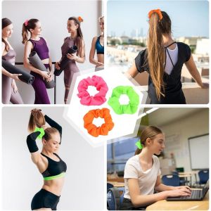 Tzf-Serre Poignet Fluo Annees 80 12 Pièces Set 6 Pièces Bracelet Fluo 3 Pièces Bandeau Et 3 Élastiques À Cheveux Fluo Fluo Rétro Accessoires Fête Pour Femmes Hommes 3 Couleurs Rose Vert Orange - Neuf