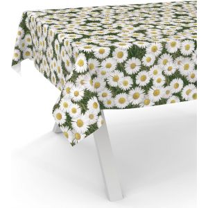 SJZG-Nappe En Toile Cir&eacute;e - Lavable, Pour Table De Jardin, De Forme Ronde, Ovale Ou Rectangulaire, 180 X 120 Cm, Bord Coup&eacute; - Motif Camomille - Neuf