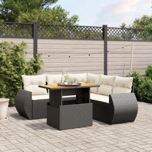 Prolenta Premium - Salon De Jardin 6 Pcs Avec Coussins Noir R&eacute;sine Tress&eacute;e - Neuf
