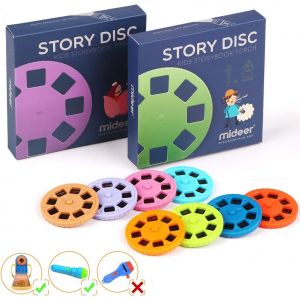 Film de projection pour projecteur d'histoire 8 th&egrave;mes 64 diapositives 9 x 9 x 3 cm 0,04 kg en plastique ABS s&eacute;curis&eacute; pour enfants - Neuf