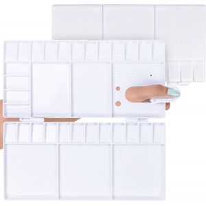 Palette Aquarelle Pliable Plastique (Lot De 2) - Boite Aquarelle Vide Avec 33 Puits - Aquarelle Palette Blanche Portable/Voyage Pour Huile/Acrylique, M&iquest;&iquest;Lange De Peintures Et Gouache - Neuf