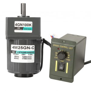 Moteur a engrenages monophase 4M25GN-C AC220 V 25 W, vitesse reglable, sens horaire/antihoraire (100 K) - Neuf