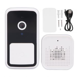 Sonnette de surveillance a distance sans fil WiFi en temps reel, vision nocturne infrarouge HD, objectif grand angle - Neuf