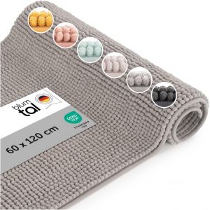 Tapis De Bain Certifi&eacute; Oeko-TEX-Tapis De Bain Antid&eacute;rapant et Absorbant-Carpette De Douche Chenille Moelleuse-Carpette De Douche Douce et Facilement Lavable-70x120 cm-en Gris - Neuf