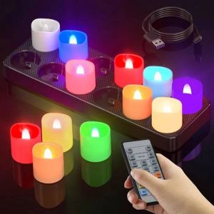 Soulbay 12 Bougies Led Rechargeables Sans Flamme Avec T&eacute;l&eacute;commande & Station De Charge - D&eacute;co Maison & F&ecirc;tes. - Neuf