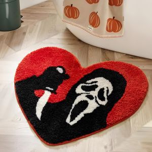 Tapis de bain Halloween (Gremlins au c?ur rouge) 1 pi&egrave;ce, antid&eacute;rapant, d&eacute;coration de maison cauchemar de No&euml;l, tapis de bain amusant, lavable et absorbant, cadeau effrayant - Neuf