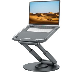 SUBZONAL-Support Ordinateur Portable, Support Laptop R&eacute;glable avec Base Rotative &agrave; 360&deg;, Support Ergonomique pour Ordinateur Portable, s'adapte &agrave; Tous Les Ordinateurs Portables de 10 &agrave; 17"", Gris - Neuf