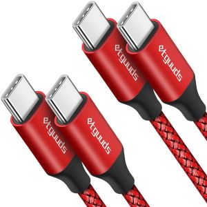 Câble USB C vers USB C [1M Lot de 2], Câble USB C 60W Charge Rapide Nylon Chargeur Type C Cable pour Samsung Galaxy S24 S23 S21 S20 S10 Note 20 A15 A54 A34 & iPhone 15 Pro Max etc-Rouge.[F386] - Neuf