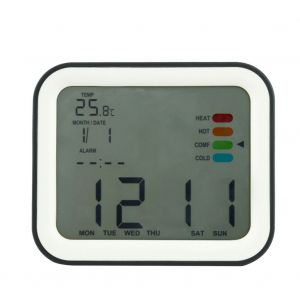HJLIAN Reveil numerique LCD electronique avec temperature, date, calendrier, horloges de bureau (noir) - Neuf
