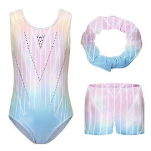 Sparkly Tumbling Filles Vêtements De Danse 5-14y Ballet Moulant Vêtement Filles Gymnastique Vêtements Sans Manches Kit - Neuf