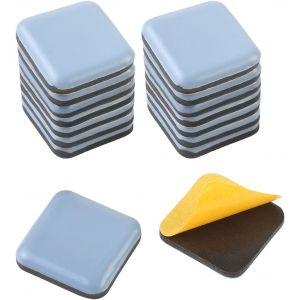 Patins De Meubles, Ptfe T&eacute;flon Carr&eacute; Auto-Adh&eacute;sives Coulisses De Meubles Adapt&eacute;s Aux Sols Et Tapis Lisses, 16 Pi&egrave;ces 40 Mm Carr&eacute; - Neuf