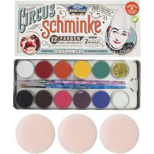 212288 - Palette M&eacute;tal Circus Roncalli, 10 X 5 G De Couleurs, 1 Paillette Classic Gold, 1 Paillette Perlmutt, 2 Pinceaux Celebration, 3 &Eacute;ponges - Neuf