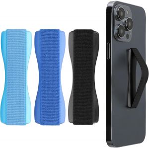 3x Support Doigt Smartphone - Accessoire Doigt Pour T&eacute;l&eacute;phone Portable - Sangle Poign&eacute;e Dos Smartphone - Noir-Bleu-Bleu Clair - Neuf