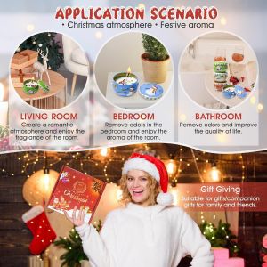 Bougie de Noel Parfum&eacute;e Set, 4 Pi&egrave;ces Coffret Bougies Parfum&eacute;es Cadeau, Bougie Parfum&eacute;e Noel, Bougies Noel Soja Naturel, No&euml;l, Anniversaires, Saint Valentin, F&ecirc;te des M&egrave;res - Neuf