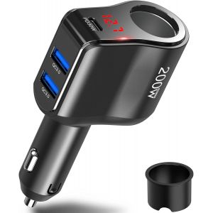 PD 30 W Prise de Chargeur Allume Cigare de Voiture: 200 W 12 V USB C Double QC 3.0 Port Rapide Charge Adaptateur Prise Allume Cigare avec voltm&egrave;tre pour iPhone iPad,Samsung Galaxy Huawei - Neuf