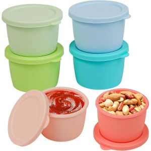 Checarzhn--No1-Lot De 6 Récipients À Vinaigrette En Silicone De 70 Ml - Petite Boîte Avec Couvercle - Récipient À Sauce - Boîte À Collation - Boîte Alimentaire - Boîtes Anti-Fuite - Neuf
