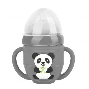 Biberon Anti-Explosion Sans Bpa, Goulot Large, Motif Panda, Gris, 150 Ml - Neuf
