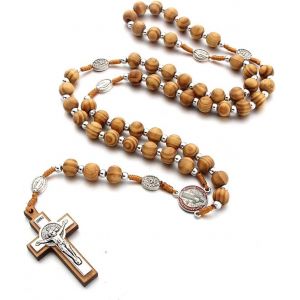 Kal-Collier Chapelet En Bois D'olivier Chapelet Catholique Chapelet Catholique Croix Perles En Bois Chapelet En Résine Colorée Collier En Bois Avec Croix Rétro - Neuf