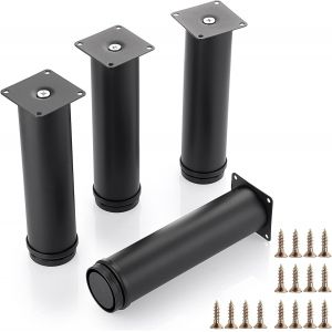 Lot de 4 pieds de meuble réglables en métal de 20 cm, ronds et robustes, pour meuble TV, ottoman, canapé, armoire - Neuf