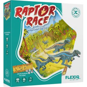 Chenquansarl-Raptor Race - Flexiq - Jeux De Société - Jeu De Course Tactique - Jeu Enfant 6 Ans - 2 À 5 Joueurs - 20 Min - Figurines Dinosaures - Plateau Double-Face - Version França - Neuf