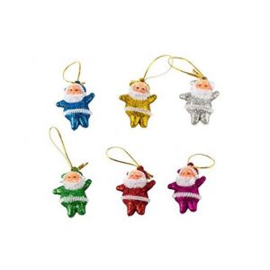Lot De 6 Pendentifs P&egrave;re No&euml;l En Tissu Pour Sapin De No&euml;l, 5 Cm - Neuf