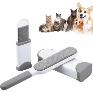 JGD-Ensemble de brosses double face d'&eacute;pilation d'animaux avec base autonettoyante &iquest; Brosse &eacute;lectrostatique r&eacute;utilisable pour meubles, canap&eacute;s et v&ecirc;tements &iquest; &Eacute;limine la poussi&egrave;re, les peluches et les - Neuf