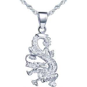 Pendentif Collier En 925 Argent Pur Le Dessin Du Dragon &Agrave; La Mode Pour Femme Fille Couleur D'argent, Argent Sterling, Sans Pierre, Argent Sterling, Sans Pierre - Neuf