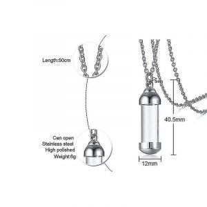 Acier Inoxydable Verre Ouvert Conteneur Tube Urn Souvenir Crémation Collier Suspendu - Neuf