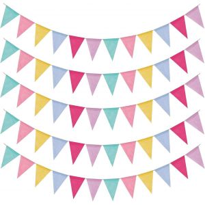Kyaoayo-Lot De 5 Guirlandes De Fanions D'extérieur 20 M - Décoration Extérieure - Guirlande De Fanions Pour Chambre D'enfant, Mariage, Anniversaire, Fête (12 Fanions/Chaque Guirlande) - Neuf