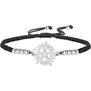 Eryi-Bracelet Pentagramme Soleil Pour Homme Et Femme En Acier Inoxydable Creux Surnaturel Double Corde Bracelet Breloques Wicca - Neuf