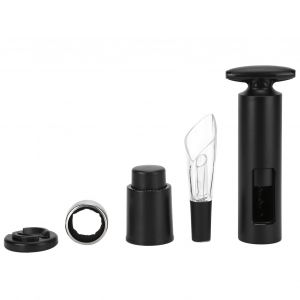 Hjlian Kit De 5 Tire-Bouchons Rotatifs Avec Bouchon A Vide, Decanteur, Coupe-Capsule Et Anneau Anti-Goutte, Noir - Neuf
