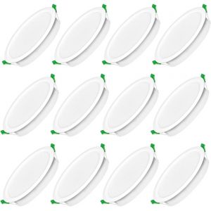 Jaenmsa Spot Led Encastrable Salle De Bain,Spots Led 230v, 10w Trou ¿ 95-105mm, Ip44, Dimmable, Spot Led Encastrable Extra Plat, Blanc Chaud 3000k Blanc Neutre 4000k Blanc Froid 6500k, Lot De 6 - Neuf
