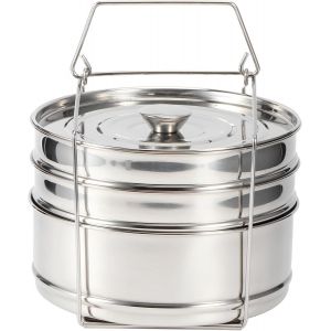 KALANKA-Casserole en Acier Inoxydable, Accessoires pour Marmite à Pression, Cuiseur Vapeur à 3 Niveaux, Cuiseur Vapeur avec Couvercle sécurisé pour la Cuisson à la Vapeur - Neuf