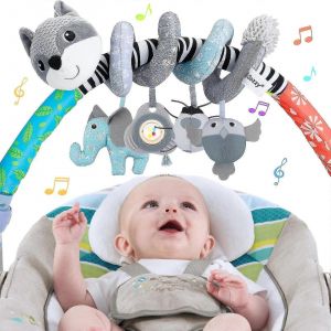 Jouet en peluche pour poussette, poussette, si&egrave;ge auto, berceau, jouet &eacute;ducatif sensoriel pour b&eacute;b&eacute;-Gris - Neuf