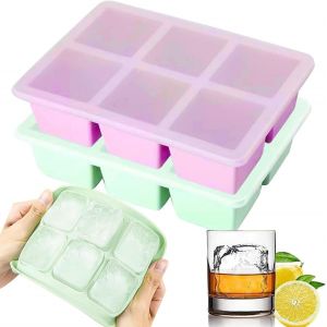 Kalanka-2 Pcs Moule &Agrave; Gla&ccedil;ons, Large Bac &Agrave; Gla&ccedil;ons Avec Couvercle Empilables Et Lavables Au Lave-Vaisselle, En Silicone Pour Whisky, Les Cocktails Et Les Collations Pour B&eacute;b&eacute; Boissons, Sans Bpa - Neuf