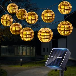 Kal-Guirlande Solaire Exterieur, 3,6 M Guirlande Lumineuse Solaire, Résistantes Aux Intempéries, 2 Modes D'éclairage, Étanches Ip44, Pour Jardin, Balcon, Terrasse Et Cour (Blanc Chaud) - Neuf