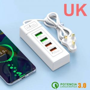 Chargeur Usb 4 Ports,Multiprise Pd Type C,Charge Rapide,Chargeur Mural Pour Iphone Samsung Xiaomi,Prise Eu/Us/Uk,Adaptateur D'alimentation Pour Téléphone--4usb White Uk - Neuf