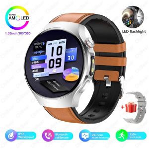 2025 Pour Huawei Montre 5 Montre Intelligente Hommes Lampe De Poche Led Gps Montre De Sport 390*390 Hd Amoled Fr&eacute;quence Cardiaque Bluetooth Appel Smartwatch.Brown Belt. - Neuf