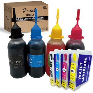 Compatible Avec Les Cartouches D'Encre 16Xl,Les Cartouches Rechargeables Et Les Encres 4X50Ml D'Epson Utilisation De Workforce Wf-2630Wf Wf-2530Wf Wf-2760Dwf Wf-2650Dwf Wf-2660Dwf [ENC941148] - Neuf